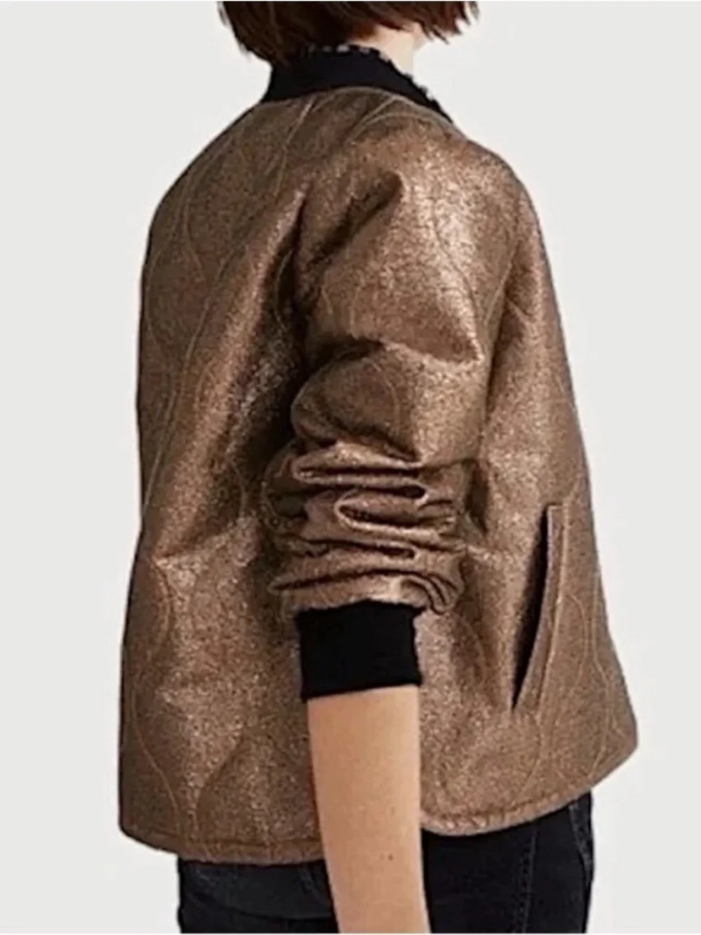 Madewell Metallic Gold Quilted Military Bomber Jacket H1293 Rare Sample Small
